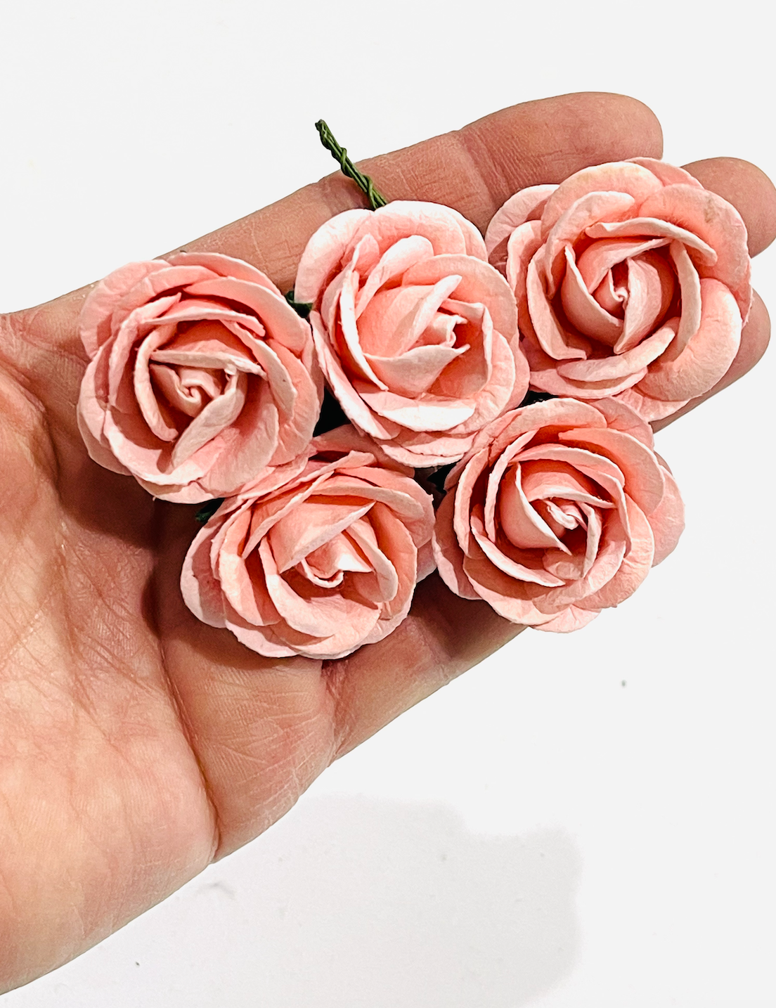 35mm Pale Pink Chelsea Roses Mulberry Paper Roses