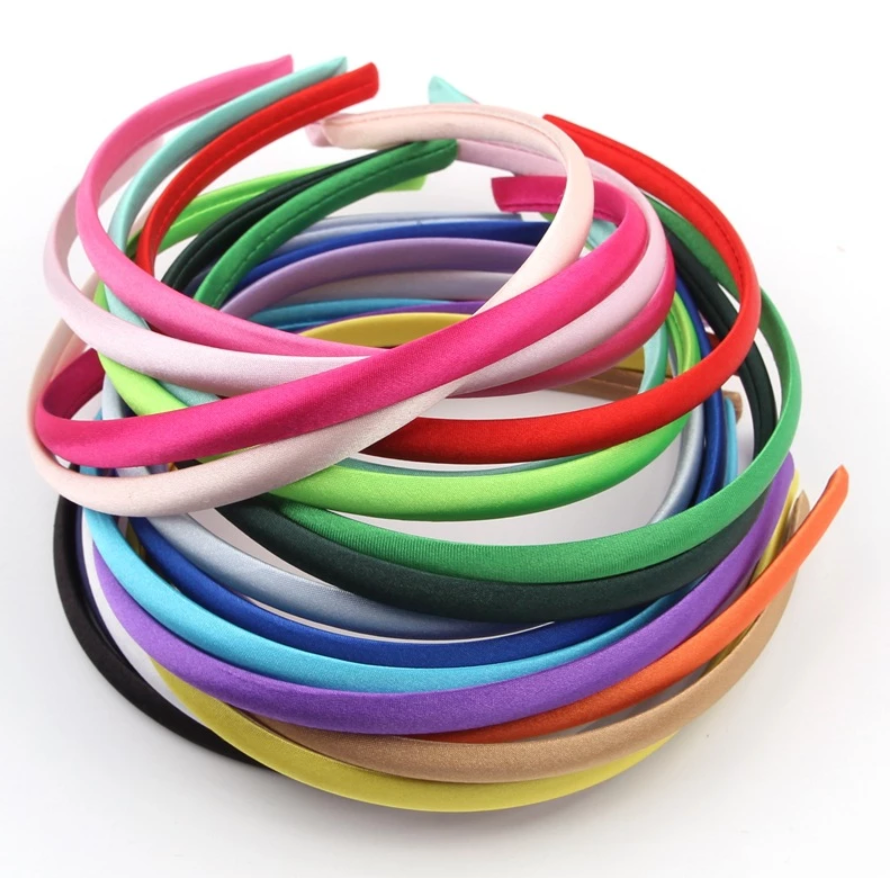 10mm Satin Covered Alice Headbands - 32 Colours