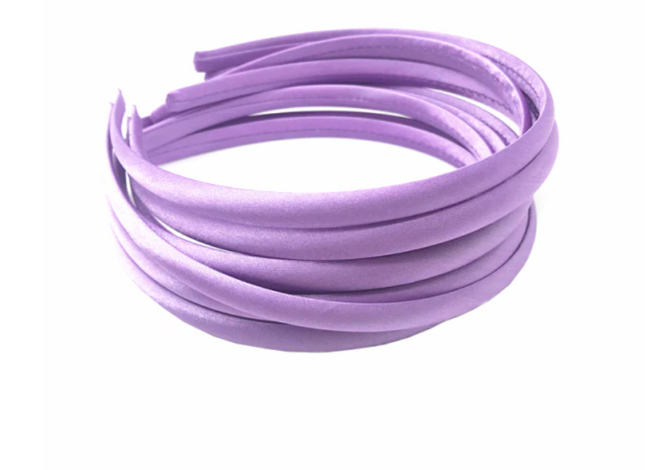 10mm Satin Covered Alice Headbands - 32 Colours
