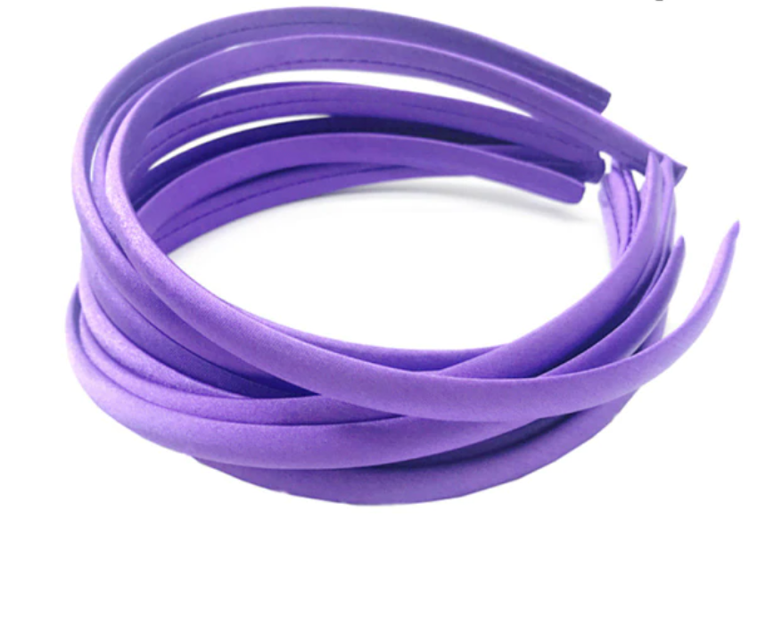 10mm Satin Covered Alice Headbands - 32 Colours