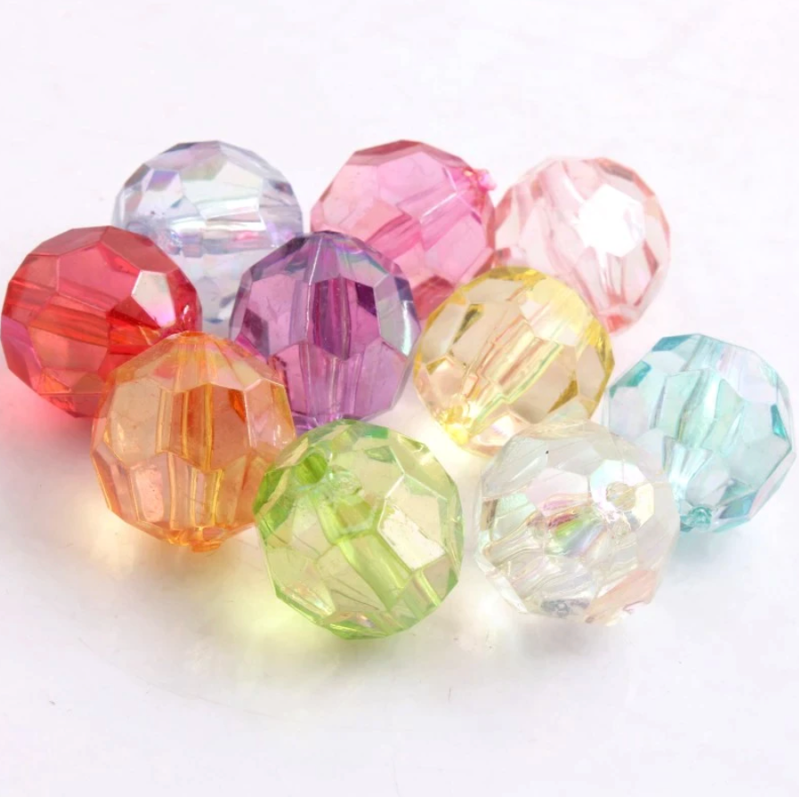 Mélange à facettes de perles Bubblegum transparentes de 20 mm