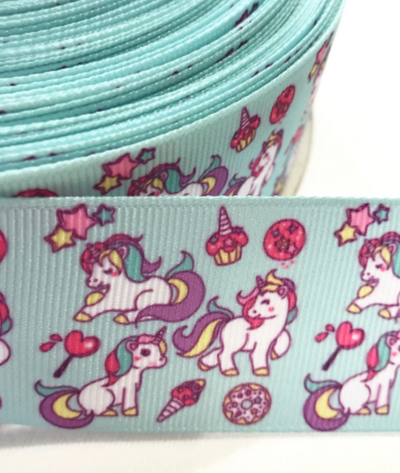 Unicorn Ice Creams and Cupcakes Print Ribbon 38mm 1.5"5 Yards