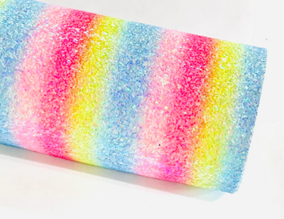 Rainbow Striped Chunky Glitter Fabric Sheet