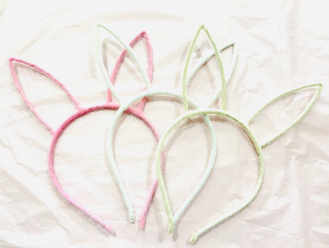Bandeaux d’oreilles en métal en velours flou lapin de Pâques - Choix de 3 couleurs