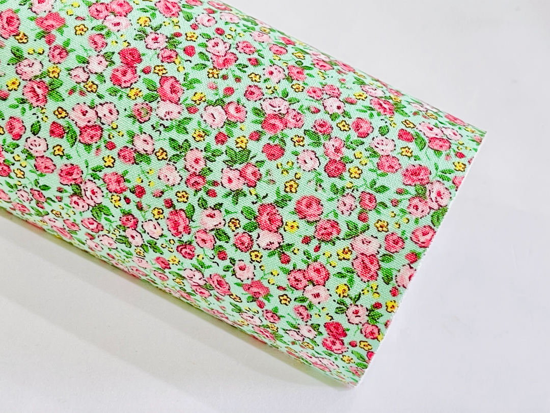 Ditsy Pink and Green Fabric Felt or optional 4 Sheet Combo