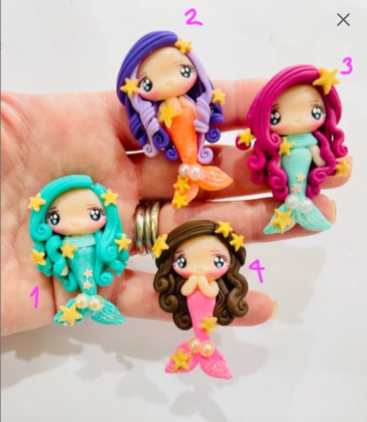 Embellissements en argile avec nœud de sirènes de princesse glamour
