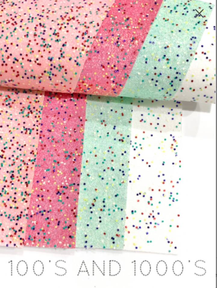 100's & 1000's Pink Fine Glitter Leather Fabric Sheet Thin 0.6mm A4 Sheet