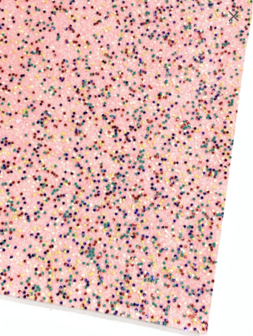 100's & 1000's Pink Fine Glitter Leather Fabric Sheet Thin 0.6mm A4 Sheet