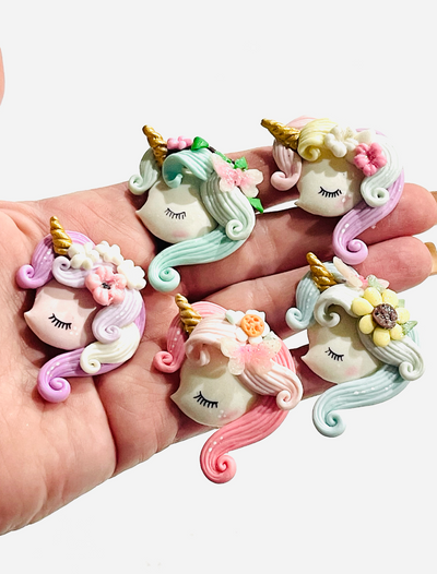 Floral Unicorn Cameo Bow Clays