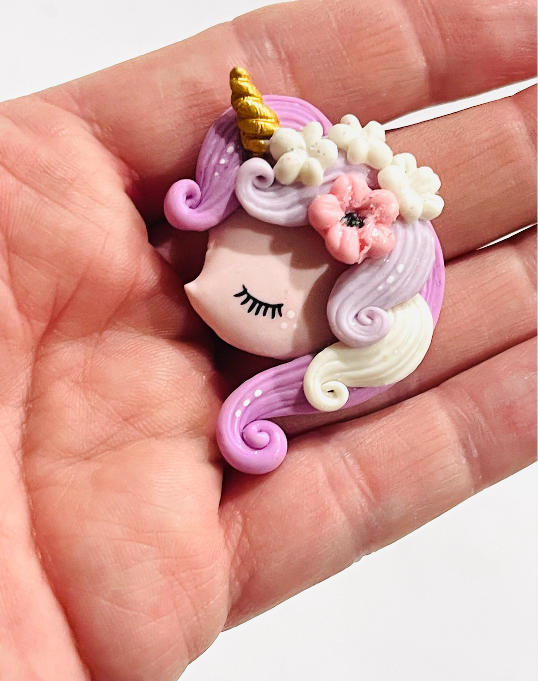 Floral Unicorn Cameo Bow Clays