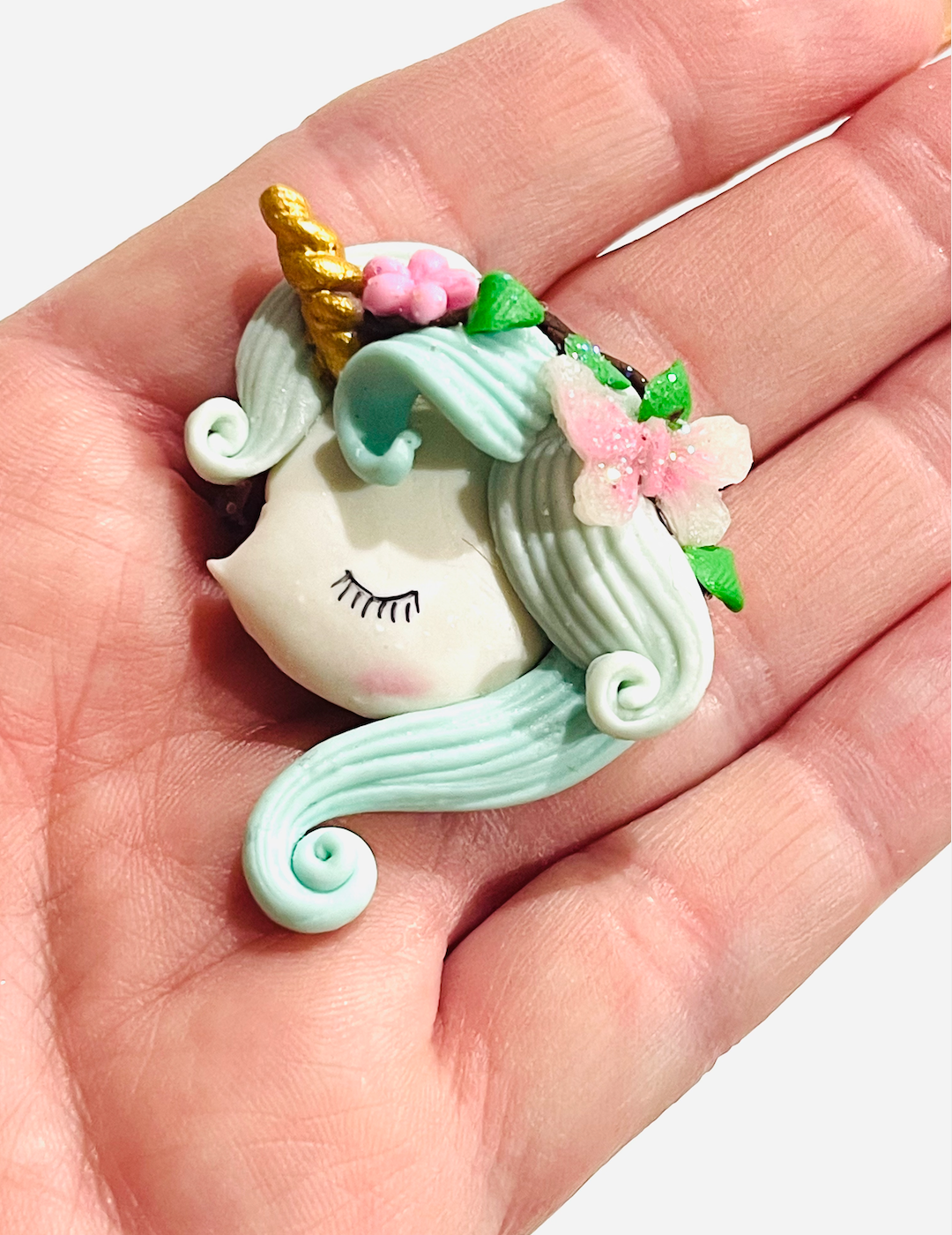 Floral Unicorn Cameo Bow Clays
