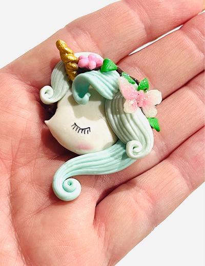 Floral Unicorn Cameo Bow Clays
