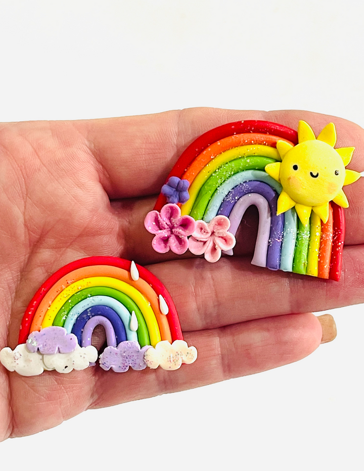 Bright Sunny Rainbow Bow Clay Embellishments