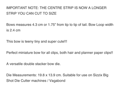 Baby Imogen Maxi Bow Die - 1.75" Hair bow Die Sizzix Big Shot Compatible - Planner Clip Bow Die - Baby Bow Die