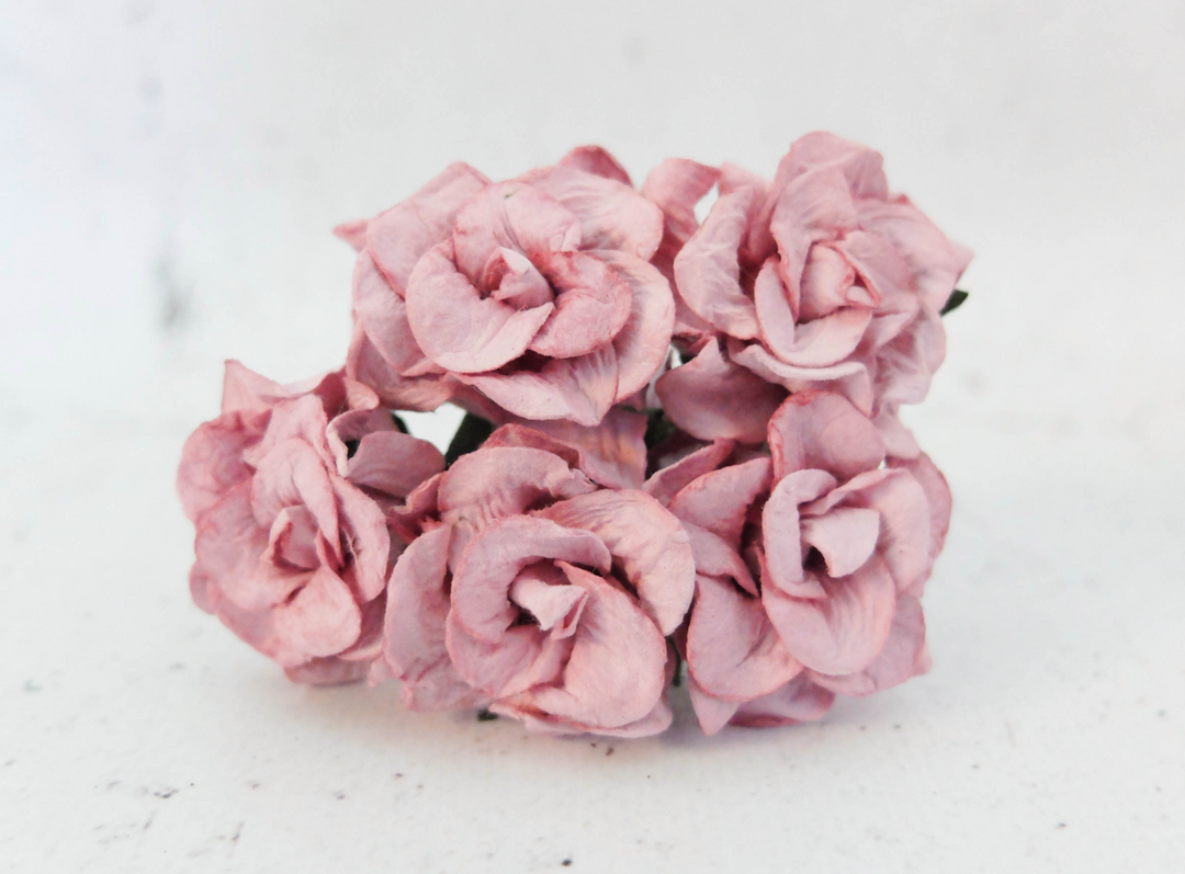 5 pcs Dusty Pink Mulberry Paper Gardenia Buds - 30mm 3cm