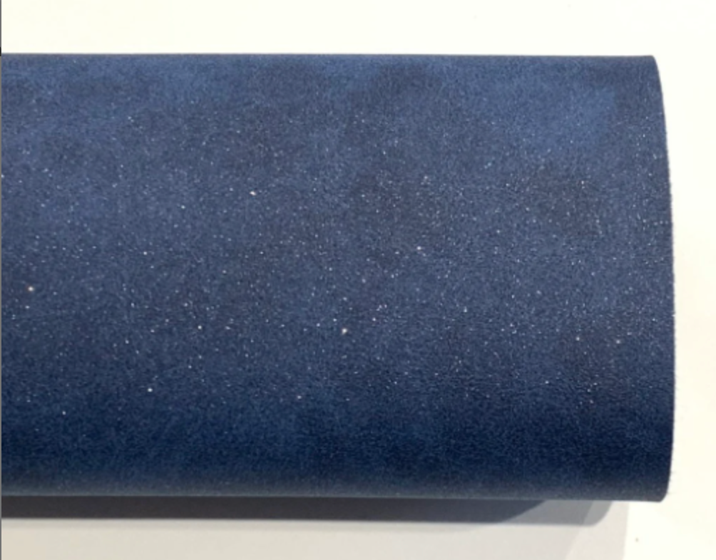 Navy Glitter Faux Suede Leather