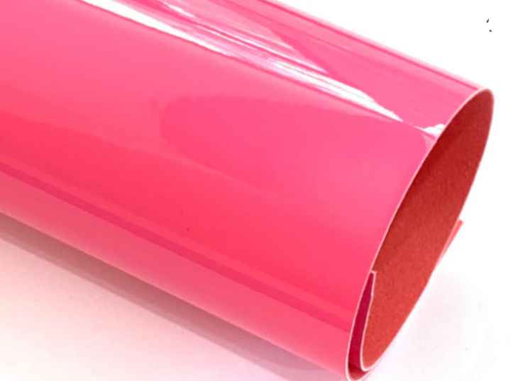 Brightest Pink Patent Leather A4 Sheet Glossy Smooth PU Leatherette - 0.75mm