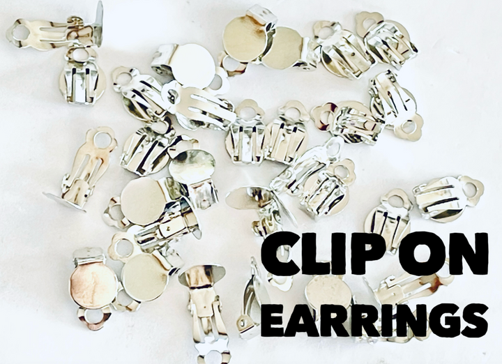 Silver Clip On Earring Findings for Buttons 40pcs (20 pairs)