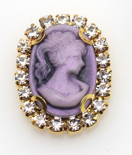 5 x Oval Shape Cameo Decorative Embellishments in a Gold Claw Setting  - Purple