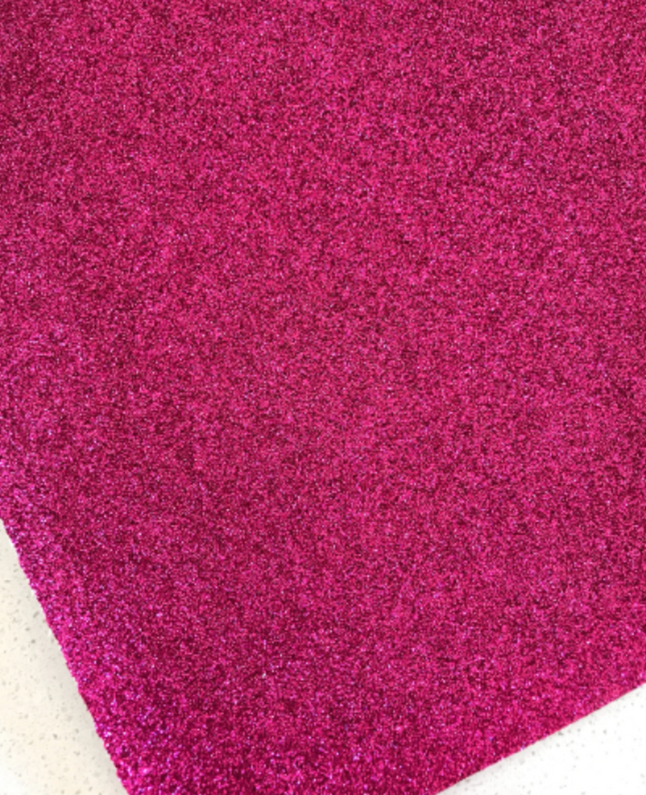 Fuchsia Pink Fine Glitter Leatherette - 0.6mm -  great for button earrings