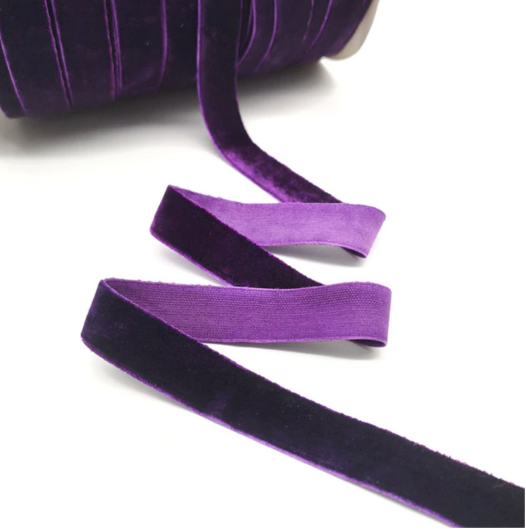 Royal Purple Velvet Ribbon - 15mm or 25mm  - 5 yard lot