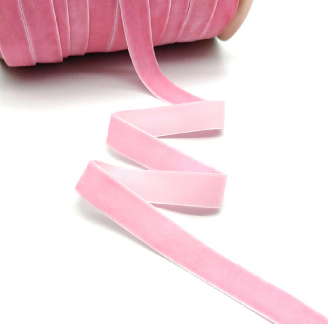 Pink Velvet Ribbon - 15mm or 25mm - 5 yards