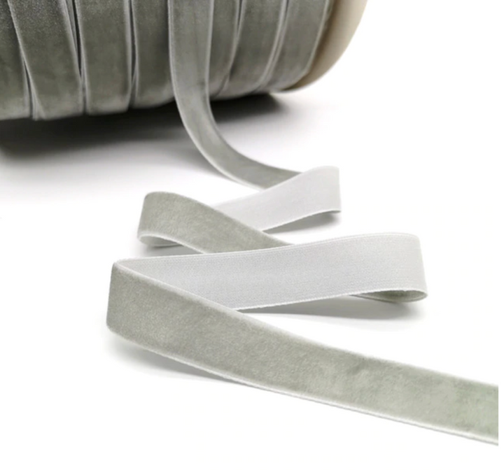Light Grey Velvet Ribbon - 15mm or 25mm - 5 yard lot