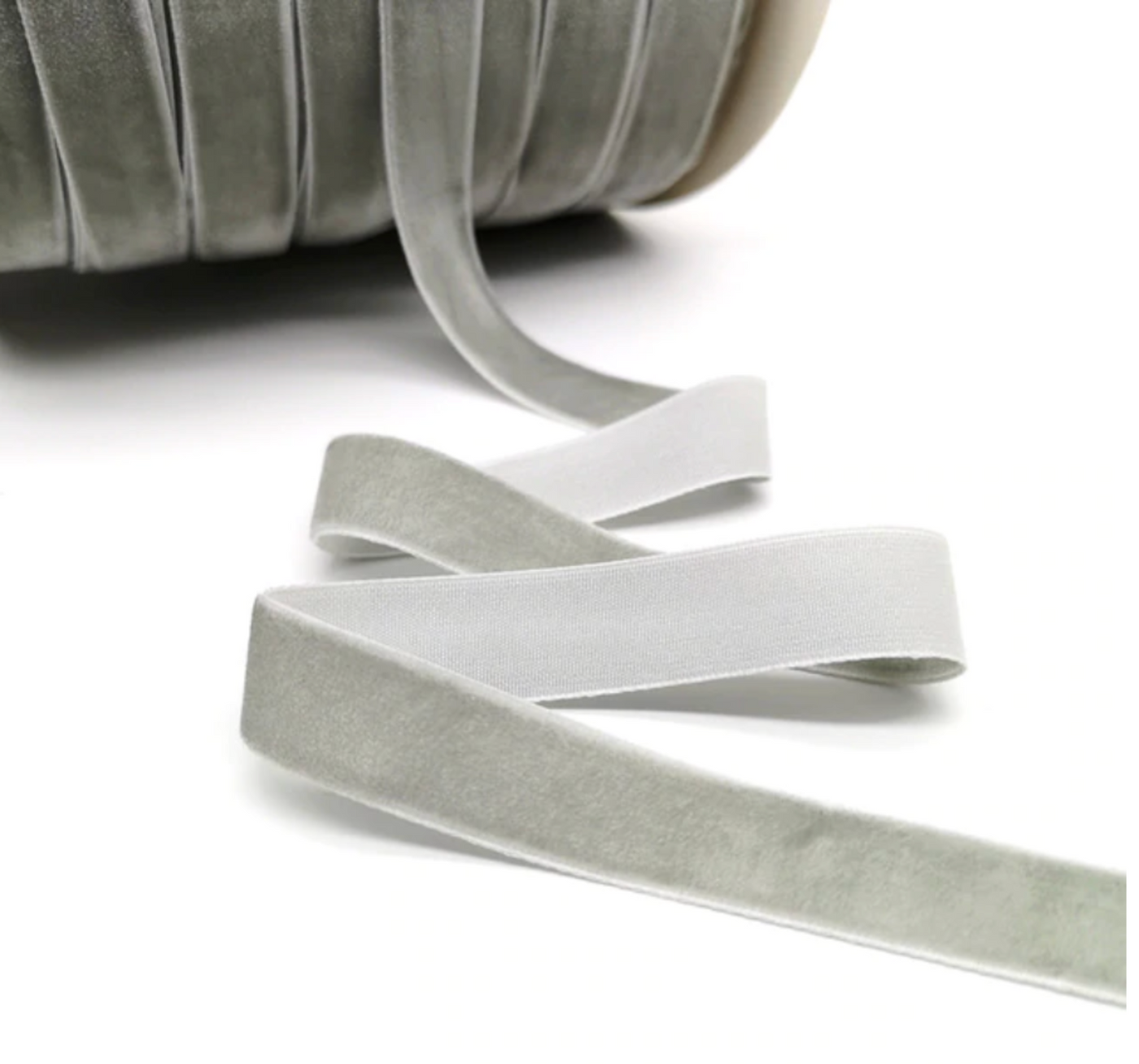 Light Grey Velvet Ribbon - 15mm or 25mm - 5 yard lot