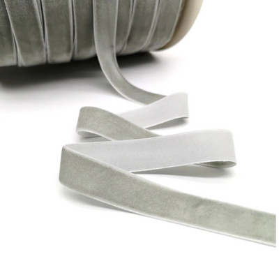 Light Grey Velvet Ribbon - 15mm or 25mm - 5 yard lot