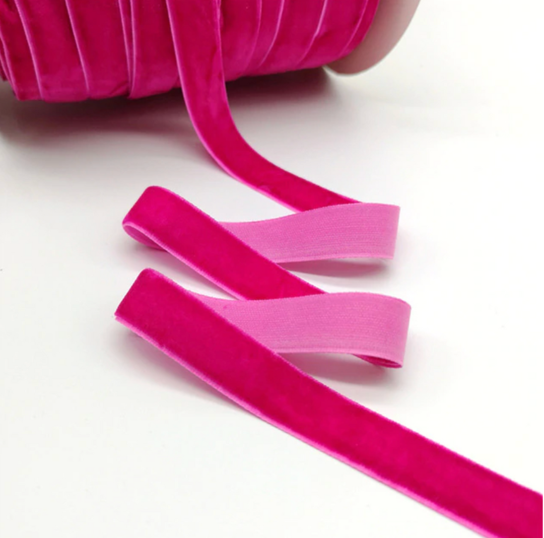 Velvet Ribbon - 25mm - Fuchsia Pink - 5 yards