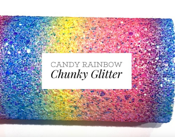 Candy Rainbow Bright Rainbow Chunky Glitter Fabric