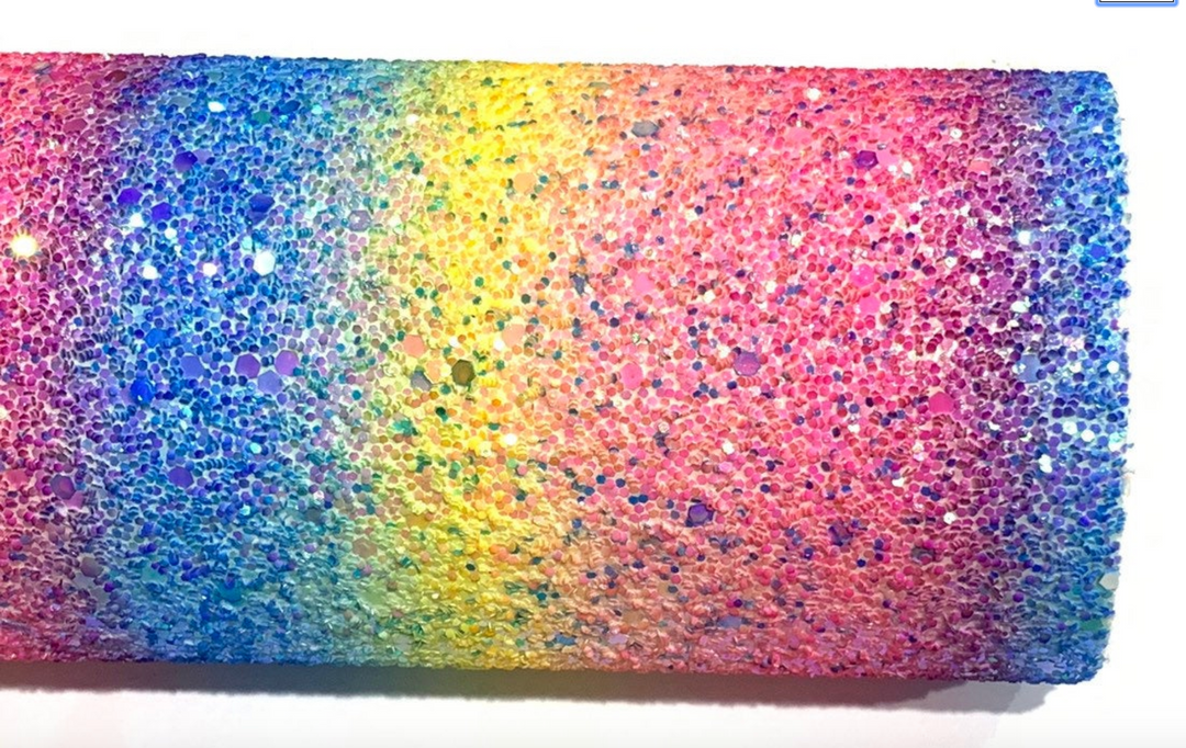 Candy Rainbow Bright Rainbow Chunky Glitter Fabric