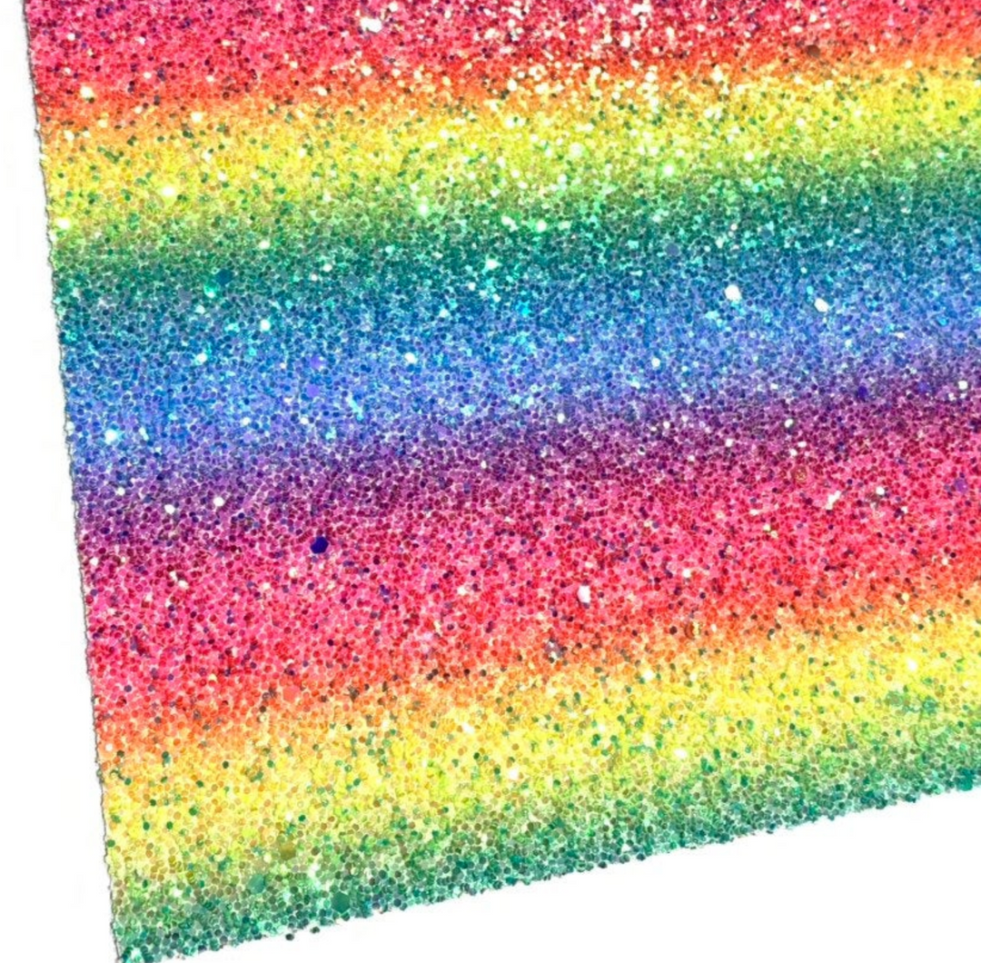 Bright Rainbow Chunky Glitter Fabric