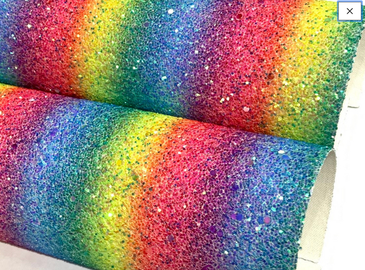 Bright Rainbow Chunky Glitter Fabric