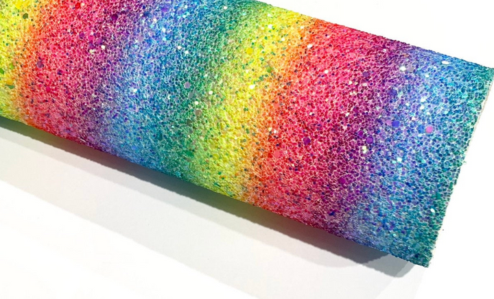 Bright Rainbow Chunky Glitter Fabric