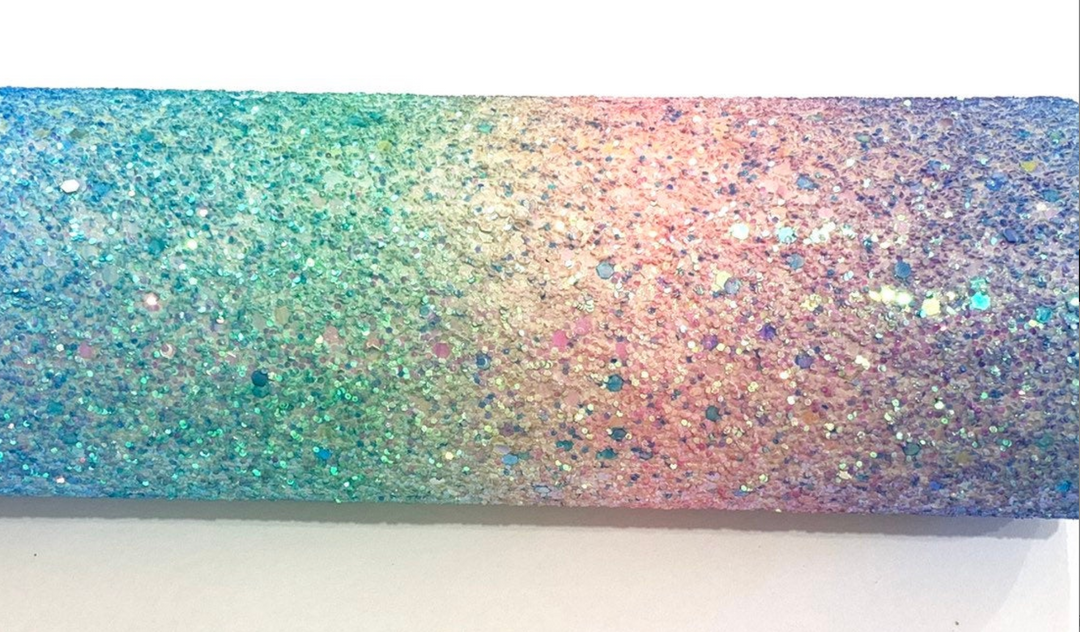 Unicorn Rainbow Chunky Glitter PU Leather Fabric