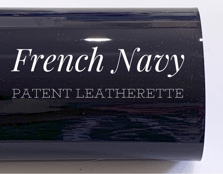 French Navy Patent Leather A4 Sheet Glossy Mirror Smooth PU Leatherette Patent