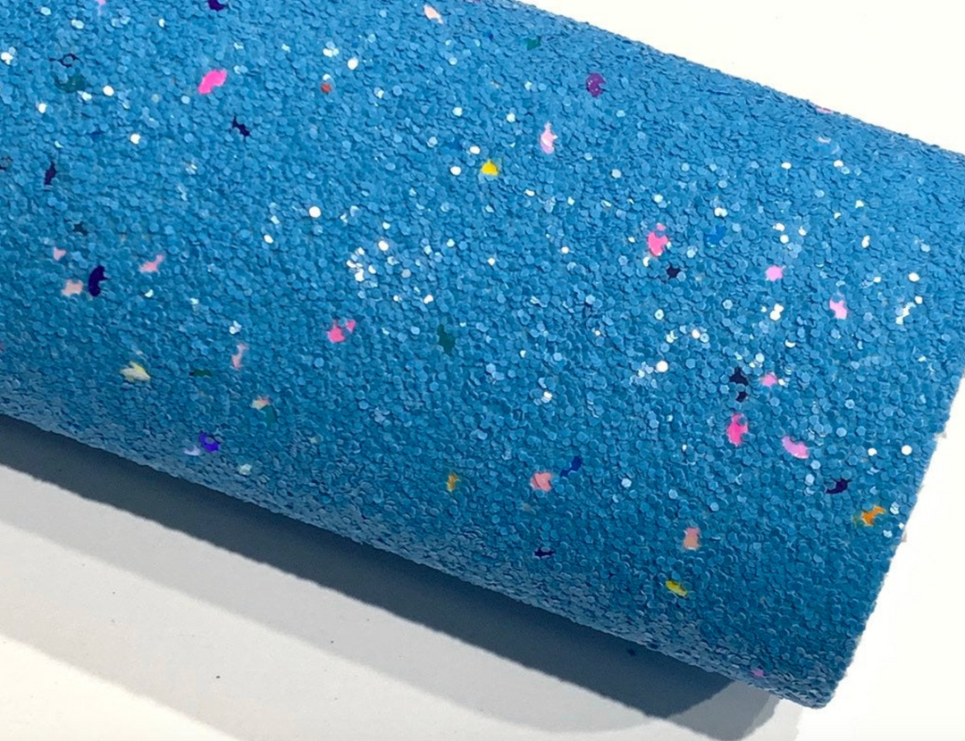 Sky Blue Chunky Glitter Confetti Canvas Celebration