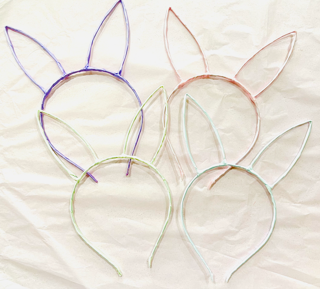 Bandeau d’oreille de lapin en ruban de satin - Choix de 4 couleurs