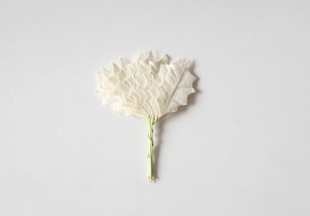 10 pcs - Feuilles de papier de mûrier - Petites feuilles de houx blanc