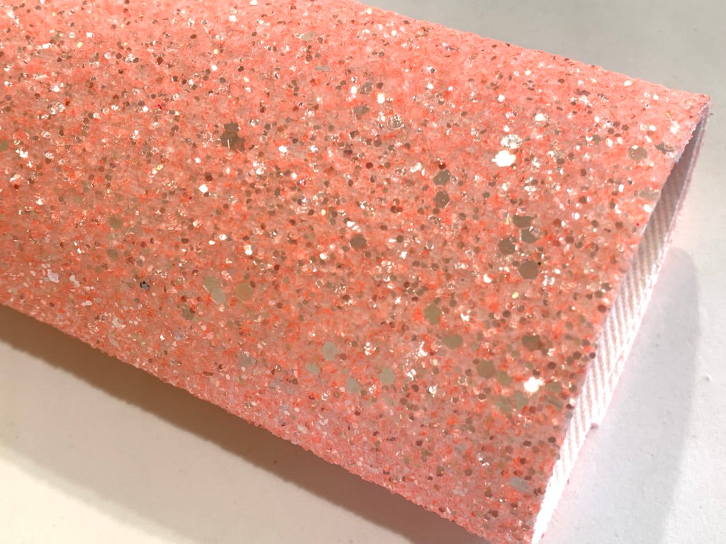 Peach Pink Fairy Dust Chunky Glitter Fabric Sheet
