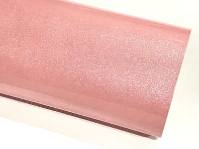 Blush Pink Glitter Patent Leather A4 Sheet Mirror Smooth Glitter PU Leatherette