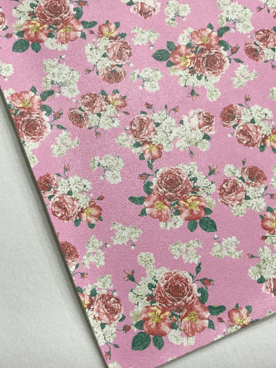 Floral Roses Pink Leatherette