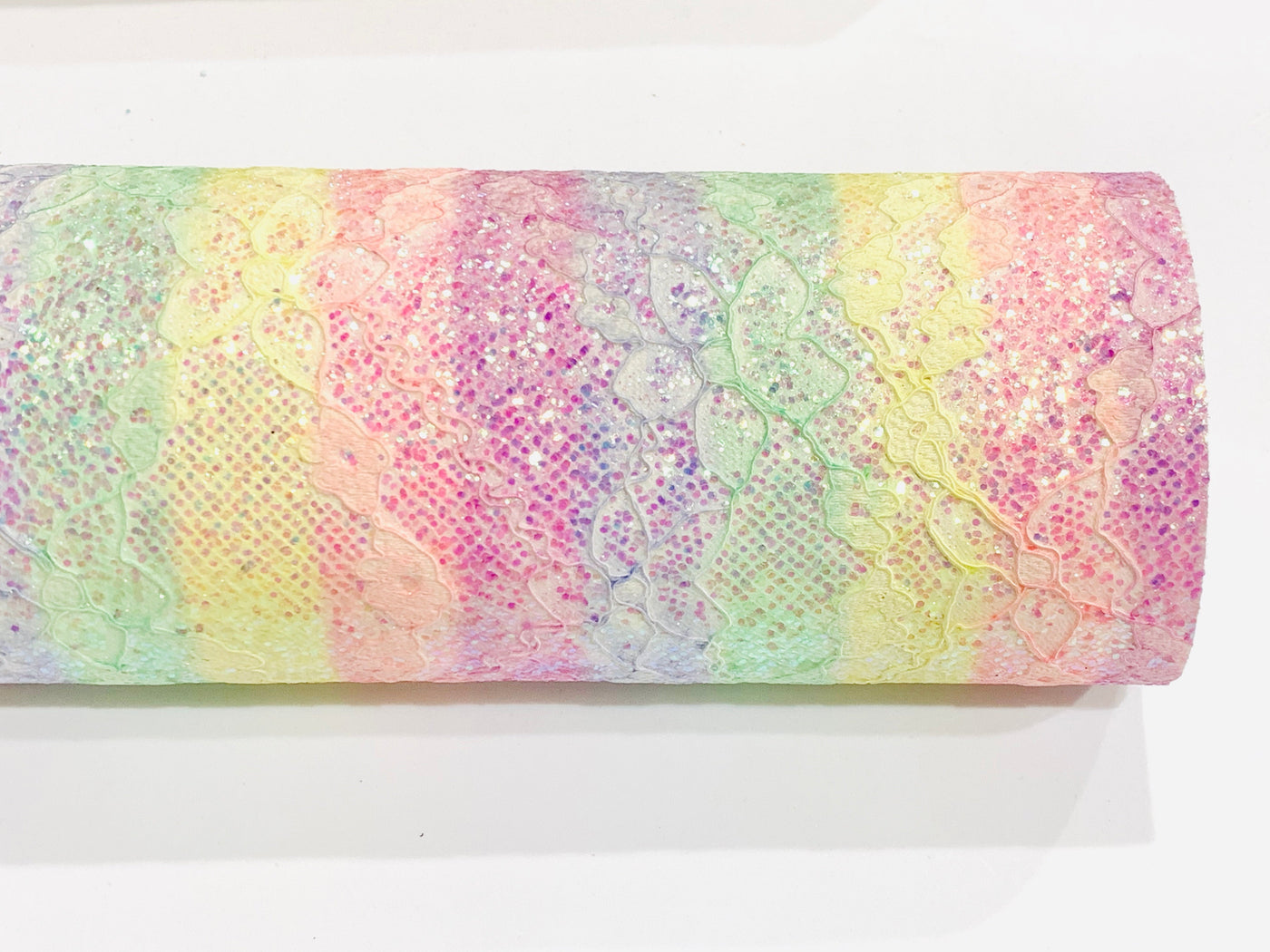 Lace Embossed Rainbow Stripes Leatherette Sheet