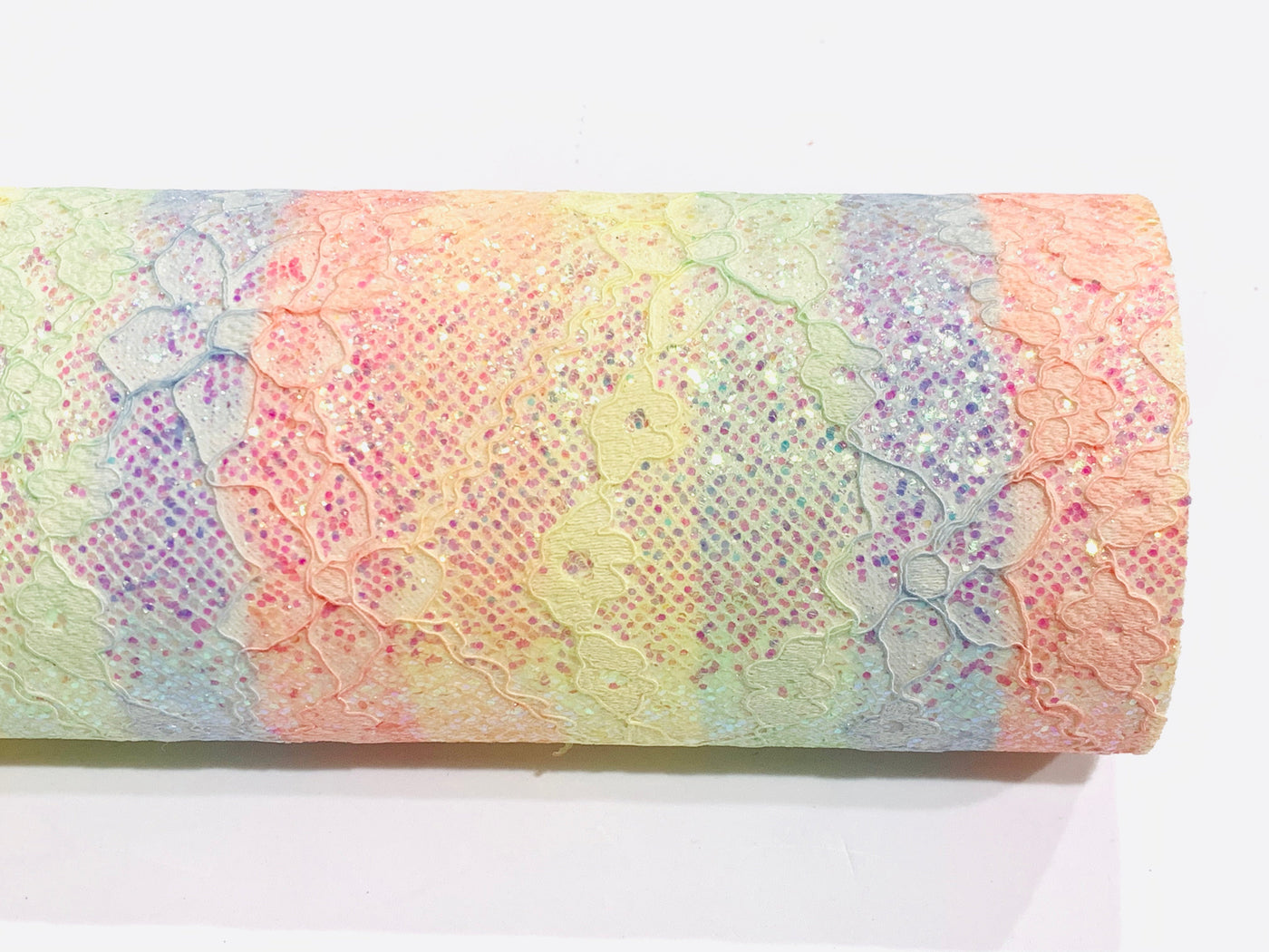 Lace Embossed Rainbow Stripes Leatherette Sheet