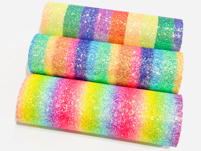 Bright Rainbow Chunky Glitter Fabric Sheets