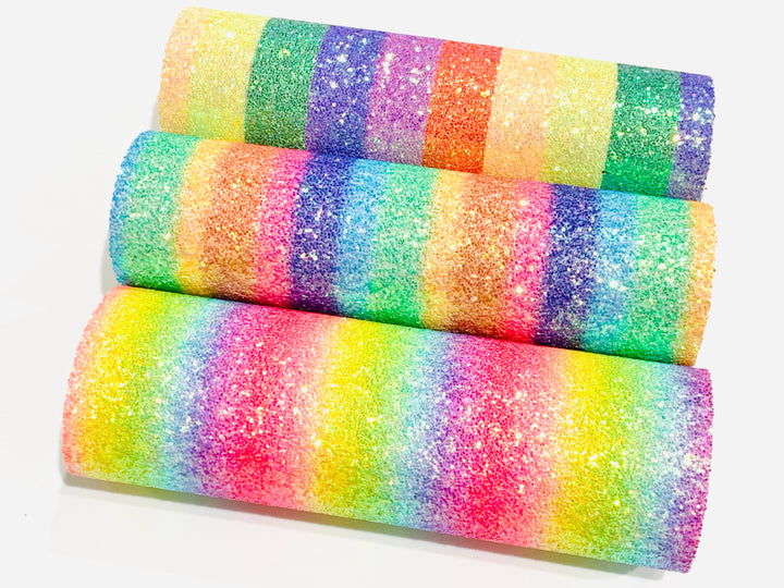 Rainbow Stripes Chunky Glitter Fabric Sheets