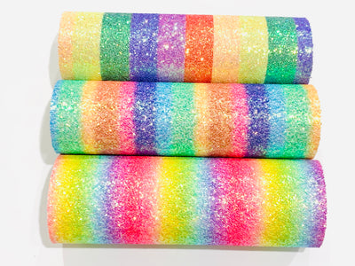 Bright Rainbow Chunky Glitter Fabric Sheets