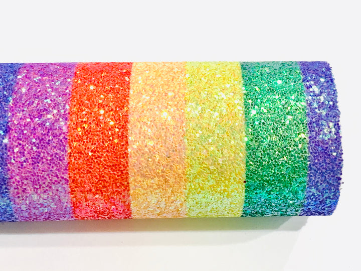 Rainbow Stripes Chunky Glitter Fabric Sheets