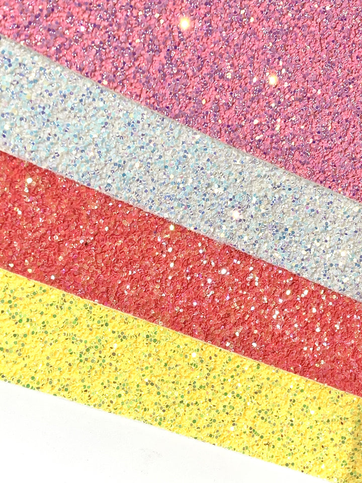 White Iridescent Chunky Glitter Fabric Sheets